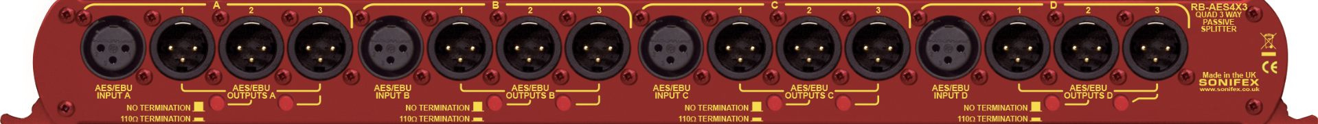 Sonifex RB-AES4X3 Quad 3-контактный разветвитель AES/EBU Разъемы XLR