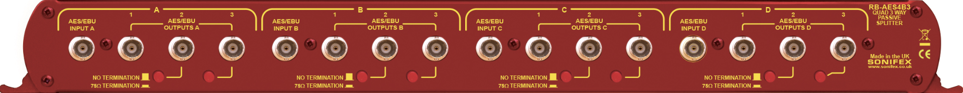 Sonifex RB-AES4B3 Quad 3-контактный пассивный разветвитель AES-3id BNC-разъемы