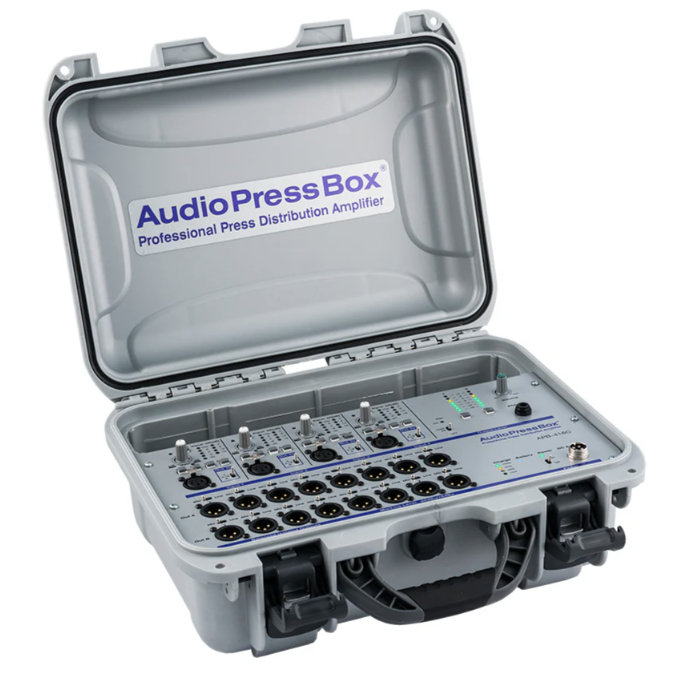 AudioPressBox APB-416 C активный портативный пресс-бокс (сплиттер), 4x MIC/LINE входа (маршрутизируемые A, A+B, B), 16 LINE/MIC выходов,