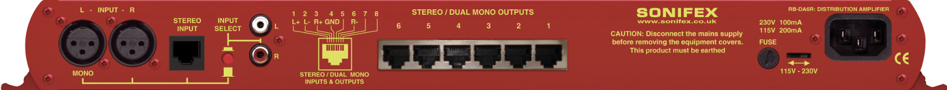 Sonifex RB-DA6R 6-полосный стереоусилитель-распределитель с разъемами RJ45