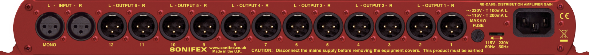 Sonifex RB-DA6G 6-полосный стереоусилитель-распределитель с регулировкой выходного усиления