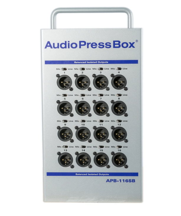 AudioPressBox APB-116 SB портативный активный пресс-бокс (аудио-сплиттер) 1x LINE вход, 16 Line/MIC выходов