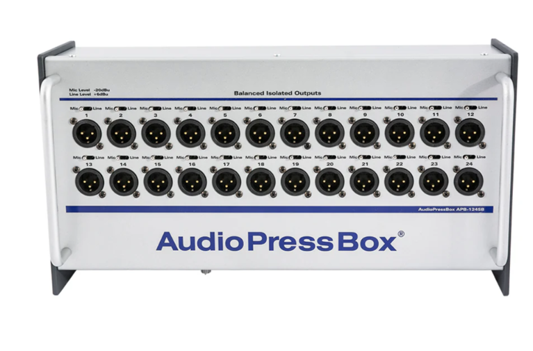 AudioPressBox APB-124 SB активный, портативный пресс-бокс, 1x MIC/LINE вход, 24 Line/MIC выходов